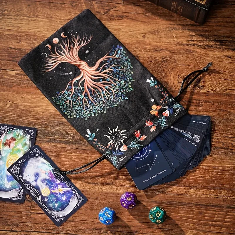2 PC Random polyester Soft Velvet Jewelry Pouch and 1 Random Free Tarot Deck