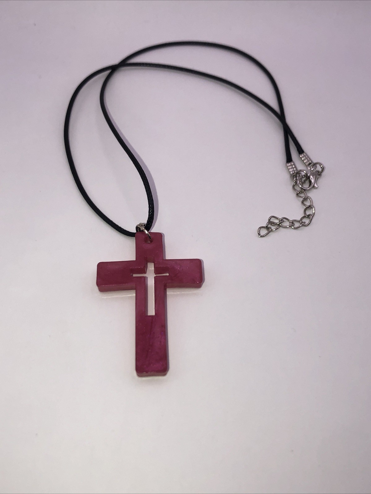 House Of David Handmade Artesian Cross Necklace Peach Color One Of A Kind 18 in