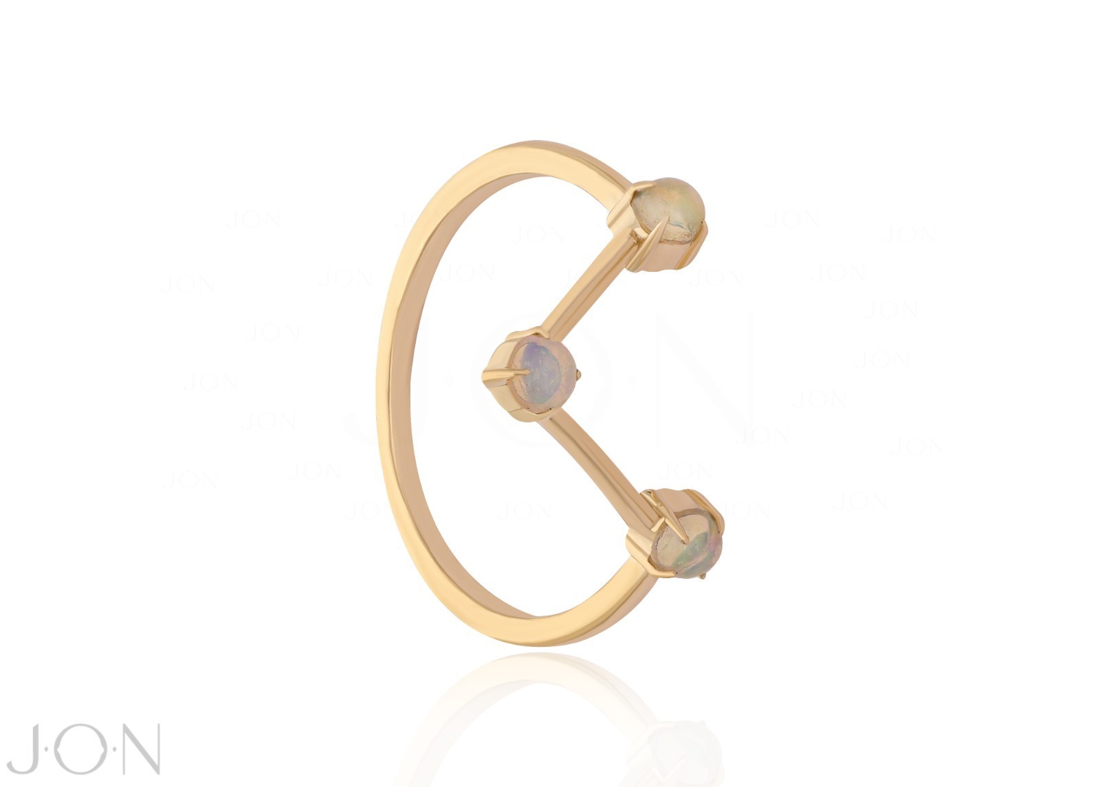 14K Yellow Gold Multi-Stone Engagement Ring-Opal/moonstone/pearl/turquoise