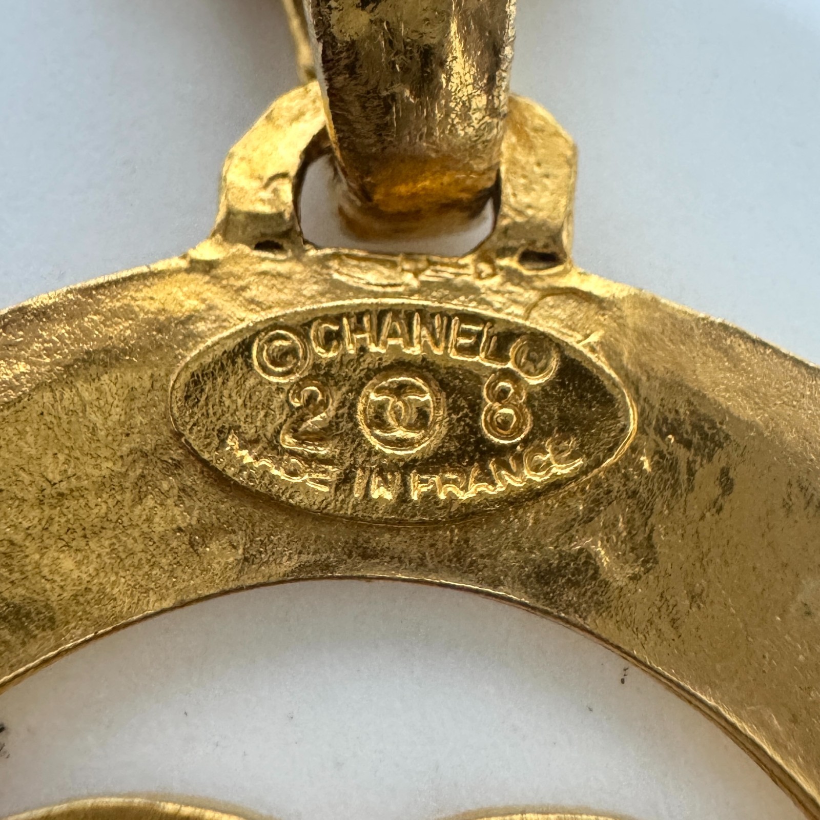 CHANEL 3027 COCO Mark CC Logo Round Necklace Gold Vintage Authentic JAPAN