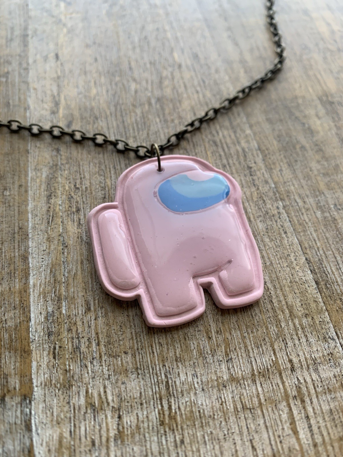 Handmade Polymer Clay Video Game Necklace Among Us