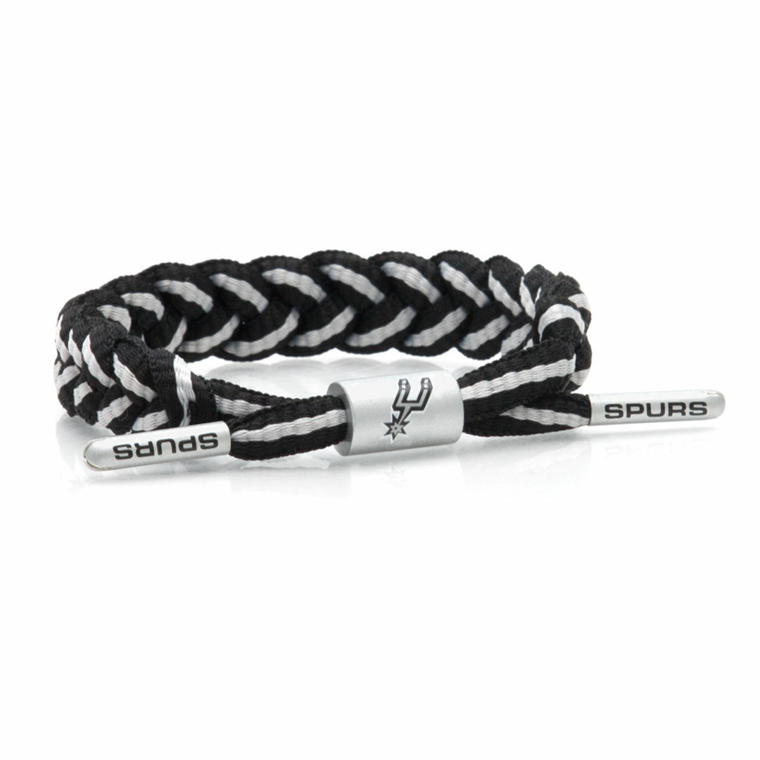 Rastaclat NBA San Antonio Spurs Black Grey Basketball Shoelace Bracelet RC001SAS