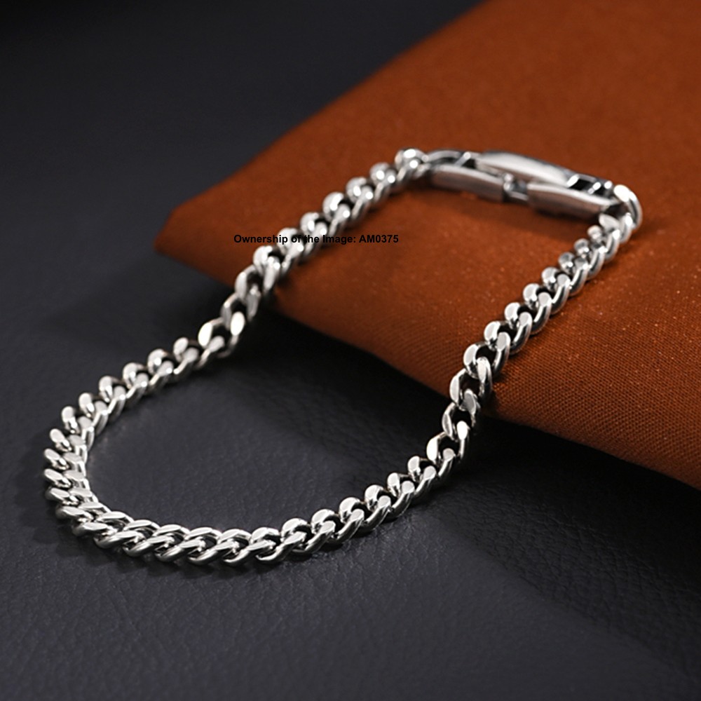 Pure 925 Sterling Silver Curb Chain Bracelet Men Woemn 5mm Link Unisex Jewelry