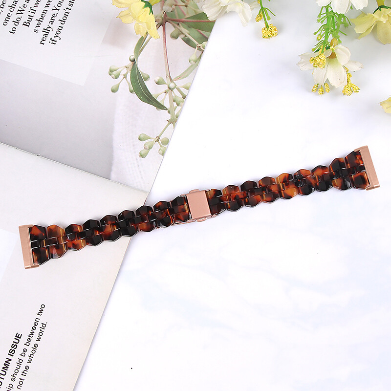 For Fitbit Versa 3/4 Sense/Sense2 Rhombic Resin Stainless Steel Watch Band Strap