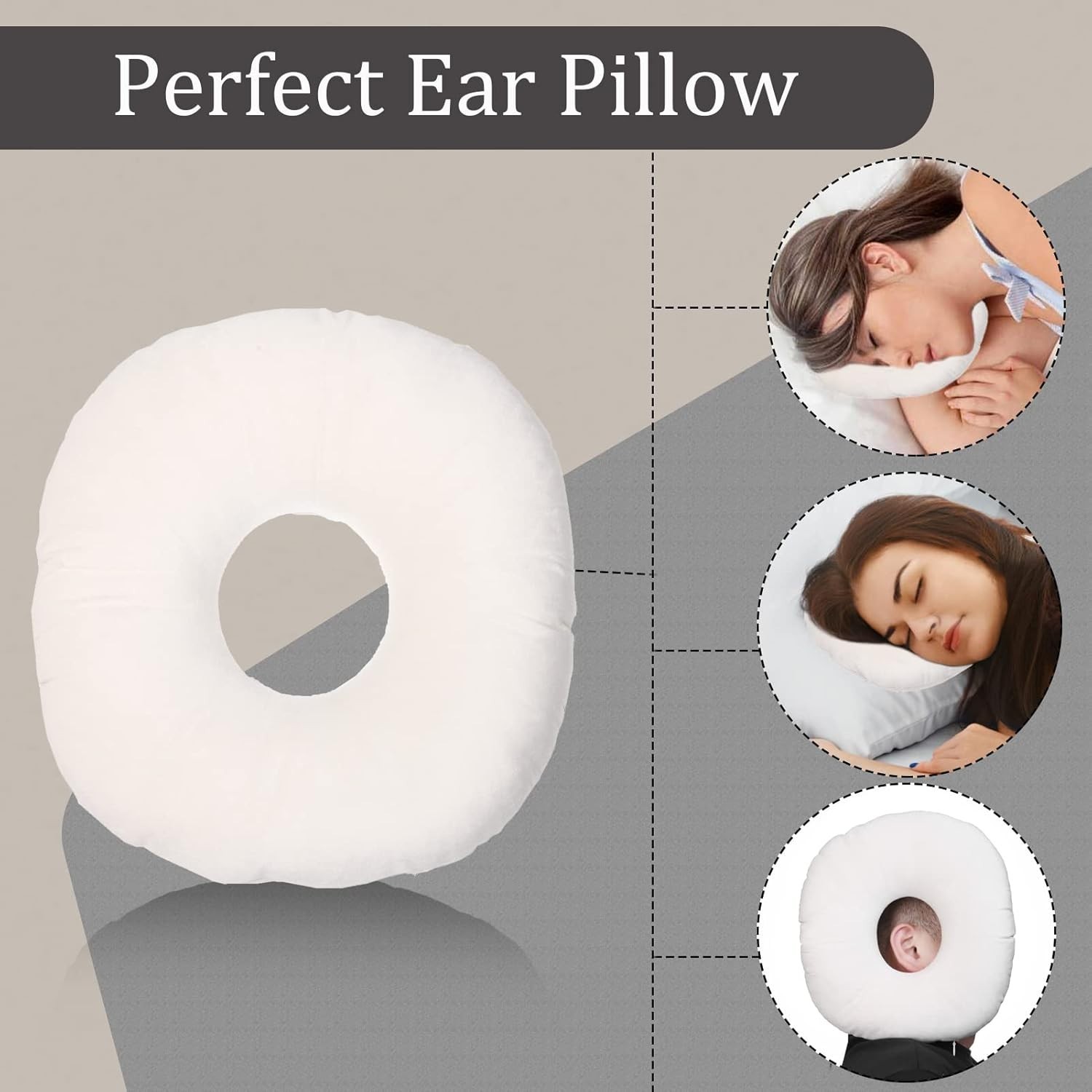 Ergonomic Ear Pain Relief Pillow with Adjustable Fill – Ideal for Side Sleep