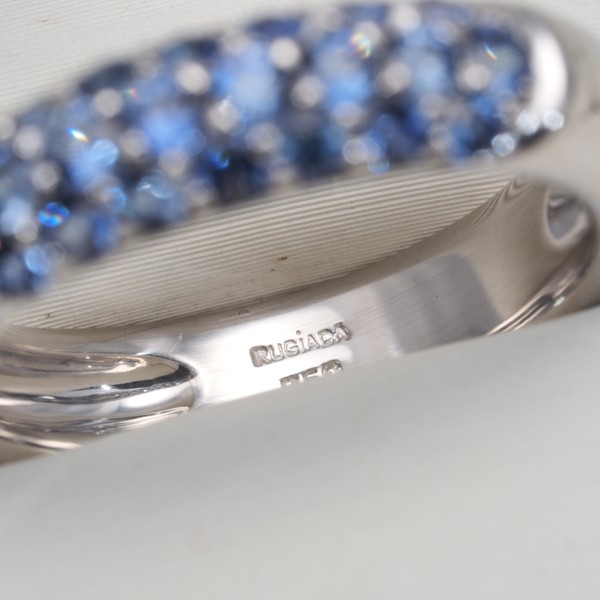 Auth RUGIADA Ring Sapphire Paved US6-6.25 18K 750 White Gold