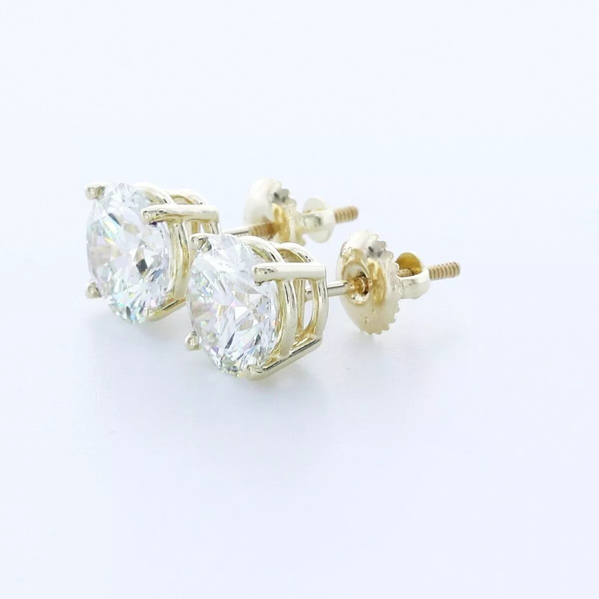 Stud Earrings Solid 14K White Gold Classic Round 5.99 CT Natural Diamond G SI1