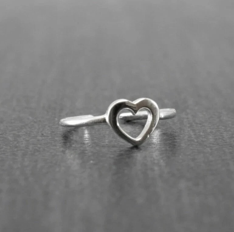 925 Sterling Silver Daily Wear “Open Heart” Gift Solid Metal Women’s Toe Ring