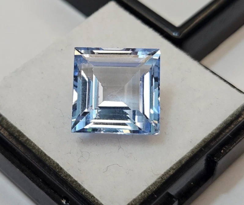 Aquamarine Blue Princess Cut 7-9 Ct Natural Loose Gemstone EGL Certified