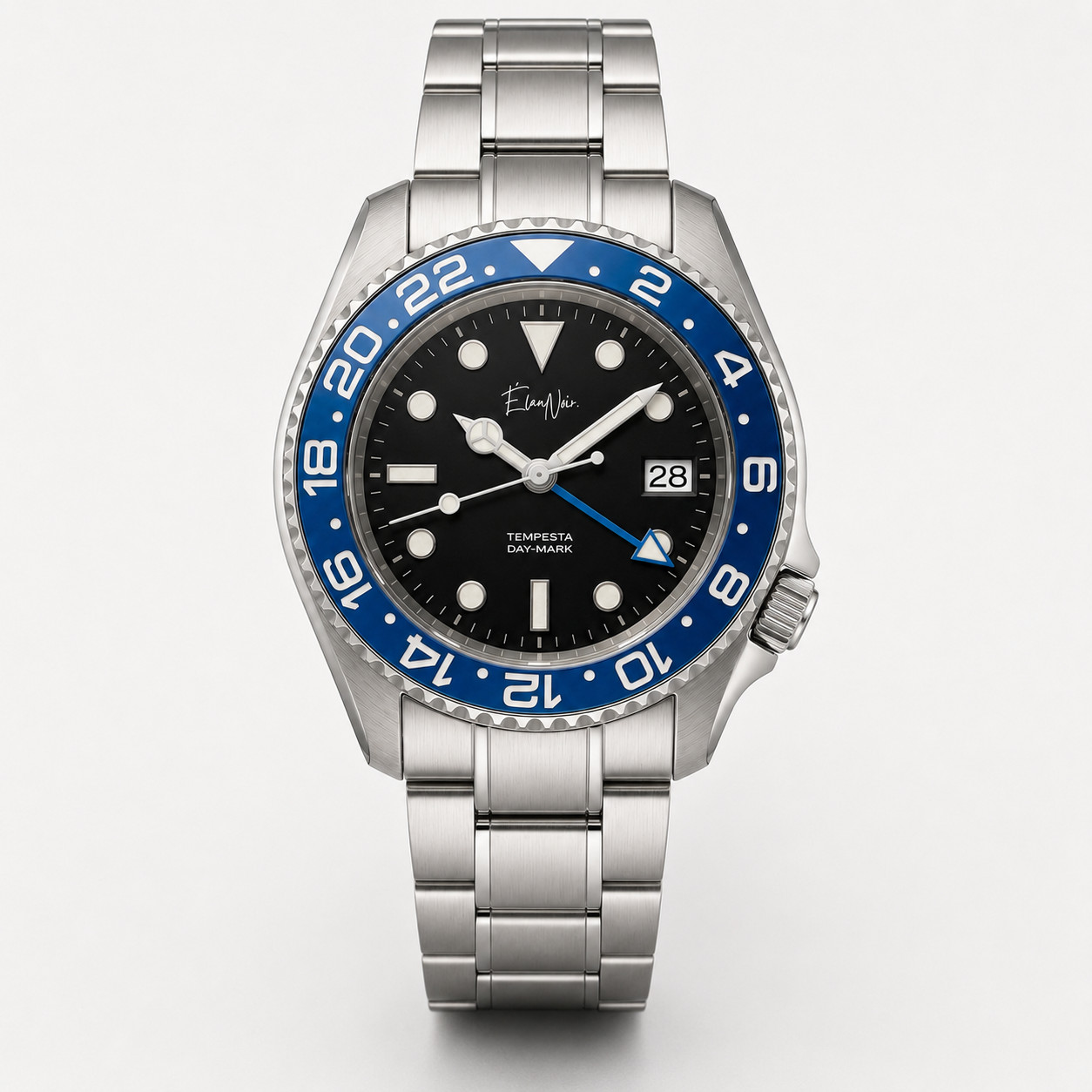 Élan Noir Tempesta Exhibition GMT Stainless Steel Black & Blue Automatic NH34