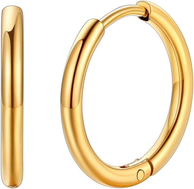 Stainless Steel Black/Silver/Gold Hoop Earrings for Men – Hypoallergenic Small H