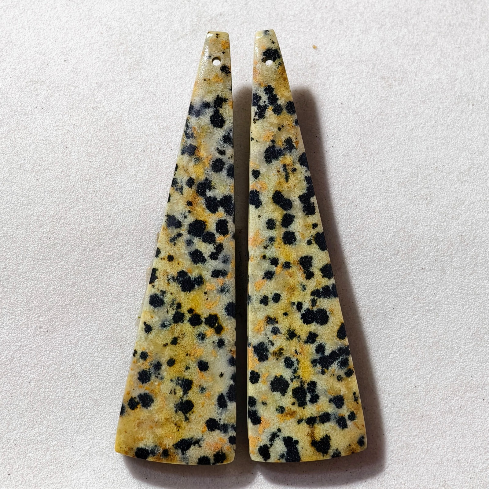 55 Cts Natural Dalmatian Jasper Drilled Pair Cabochon Gemstone 55.8 X 15.1 MM