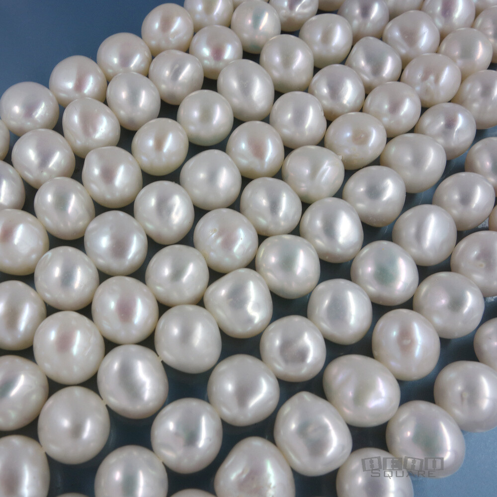 16″ White Freshwater Cultured Pearl Potato Beads approx. 8mm [Choose Size]