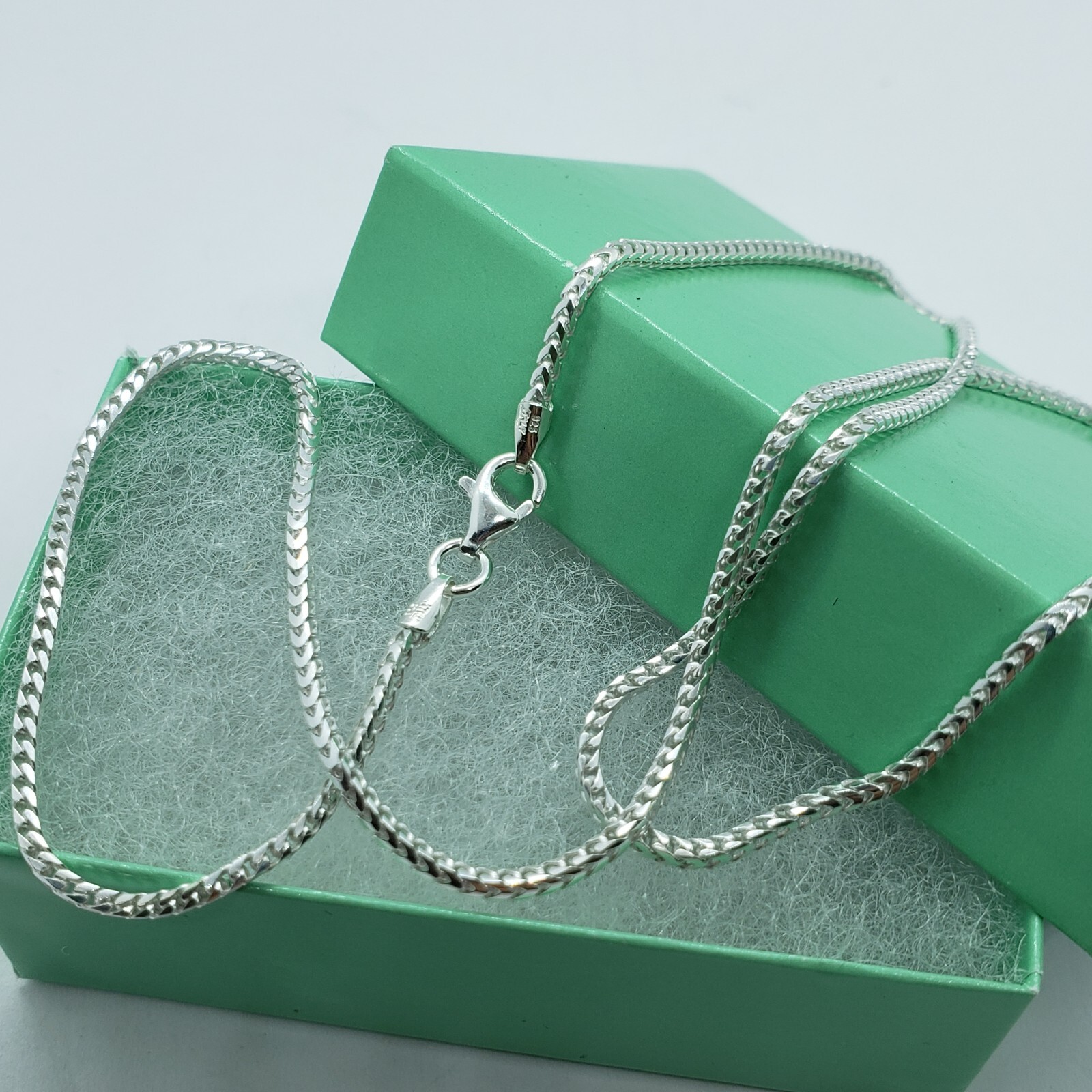 925 Sterling Silver Franco Chain Necklace Square Link Italy 1.5mm-2.5mm 16″-36″