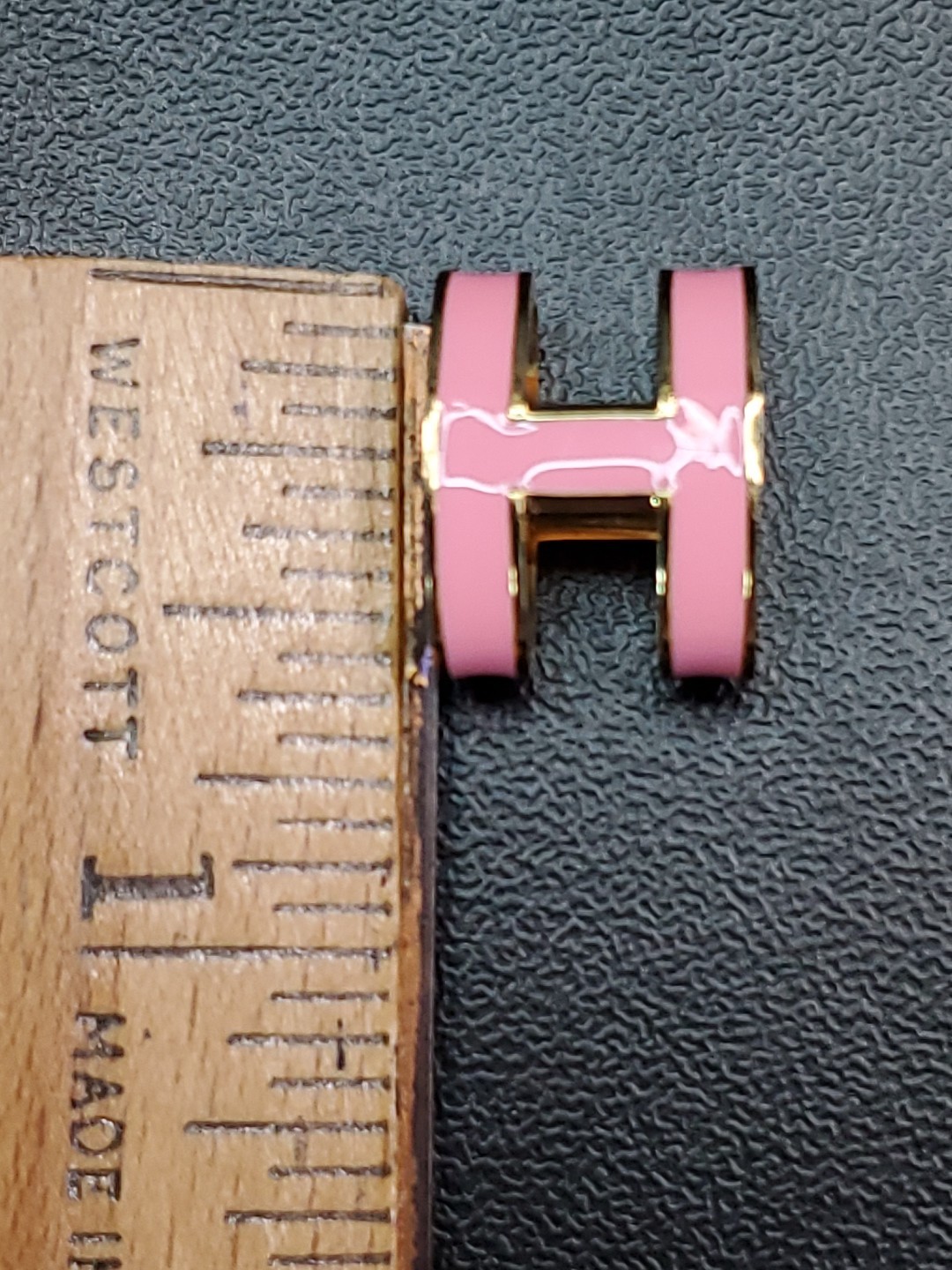 HERMES Enameled Pop H Mini Pendant Accessories Jewelry Pink Gold Color