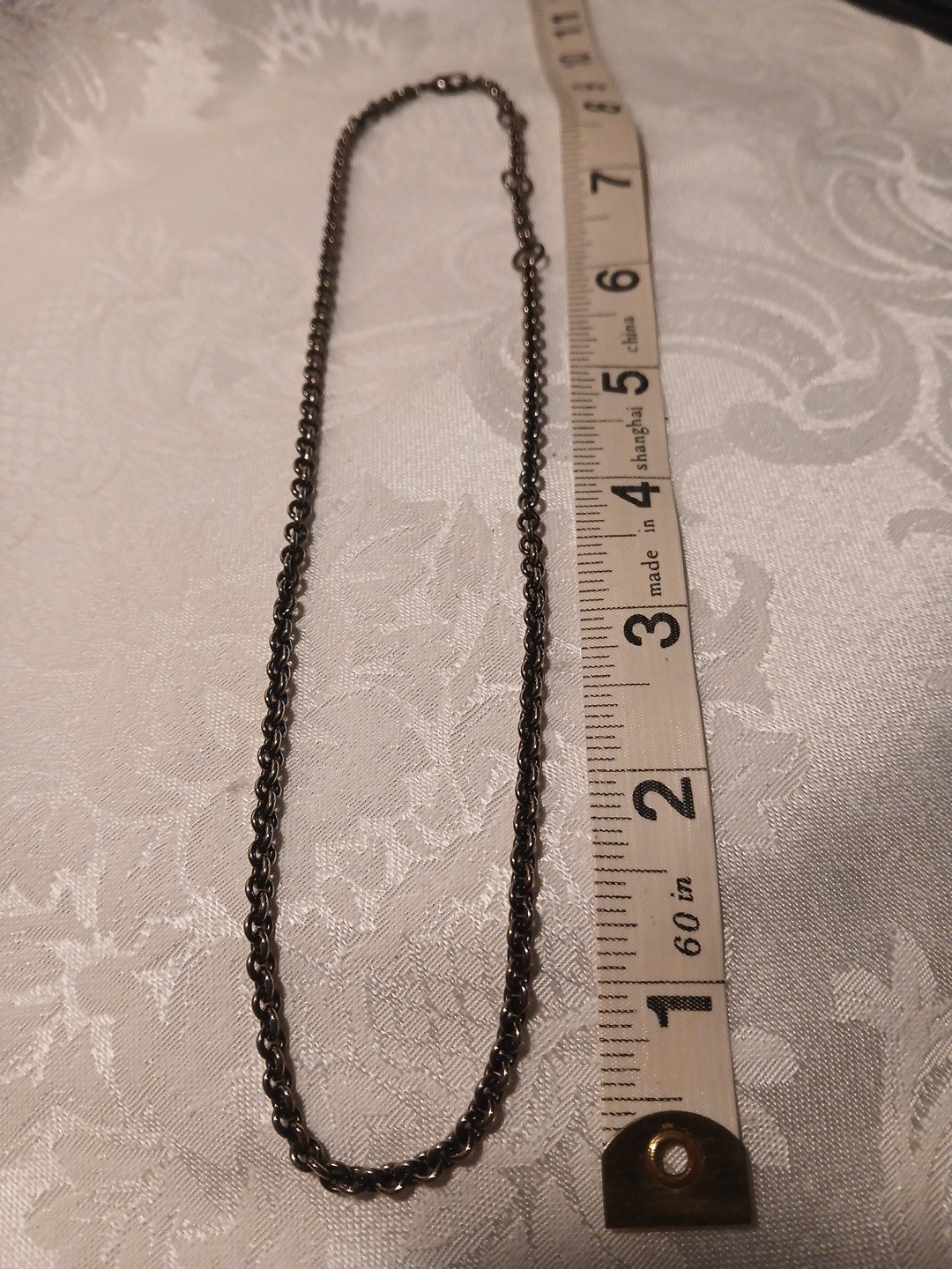 Vintage Stainless Steel Cable Chain Necklace, Lobster Claw Clasp, 9″L