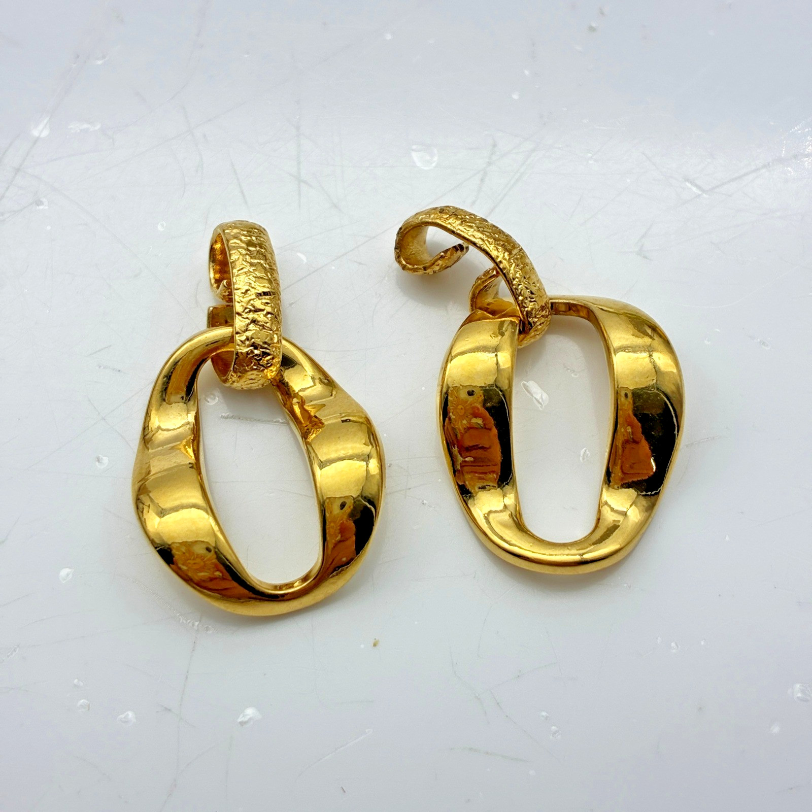 Vintage Gold Tone Door Knocker Pendants Lot of 2 Oversized Oval Jewelry Findings