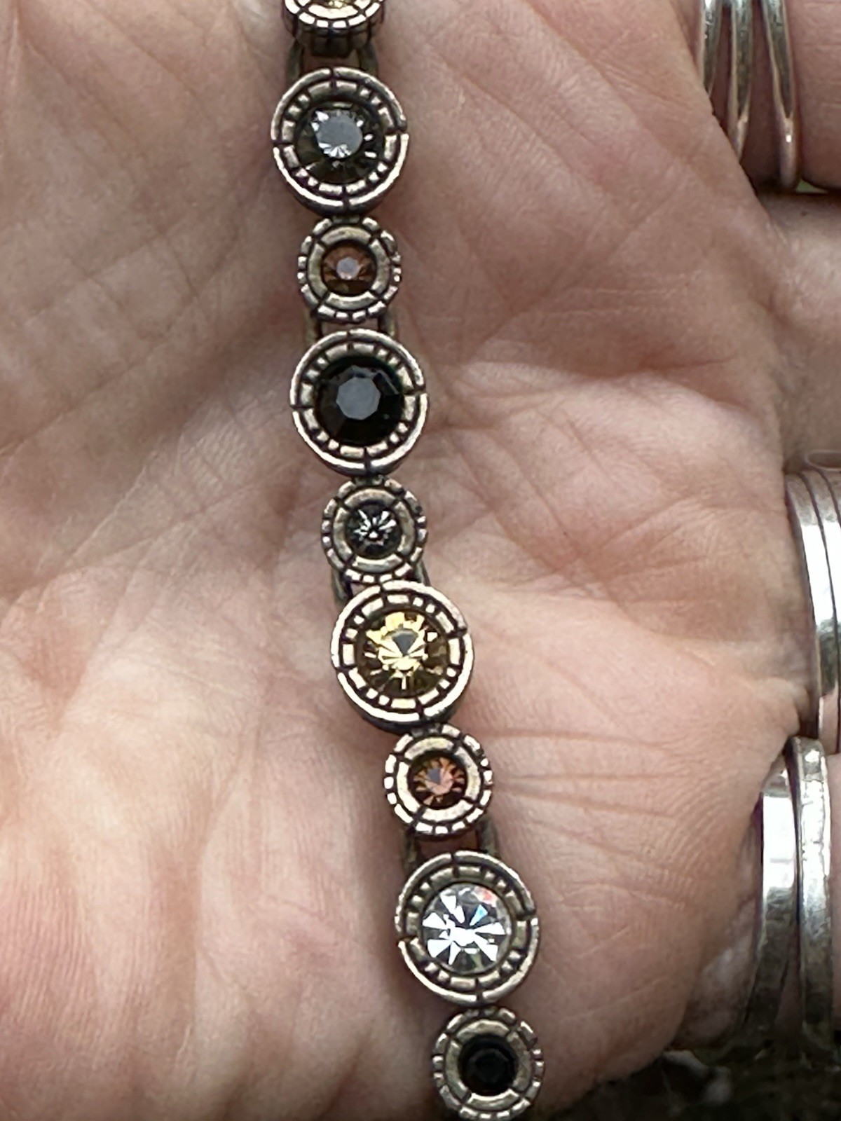 Patricia Locke Women’s Tennis Bracelet Silver Plated Multicolor Crystals 7.25”