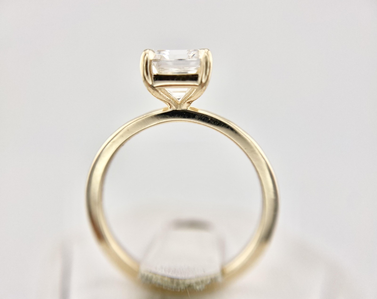 14k Yellow Gold Natural Emerald Cut Diamond GIA Certified Engagement Ring