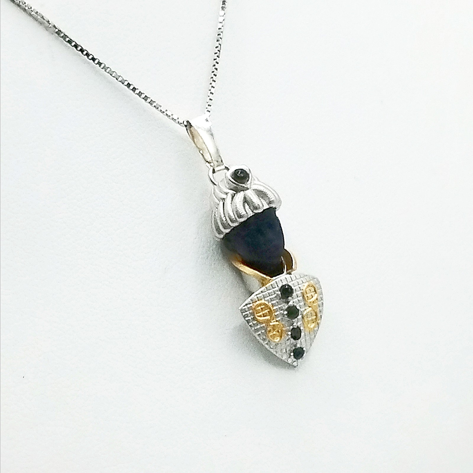 Moretto Venetian 925 Silver Handcrafted Necklace with Black Spinel