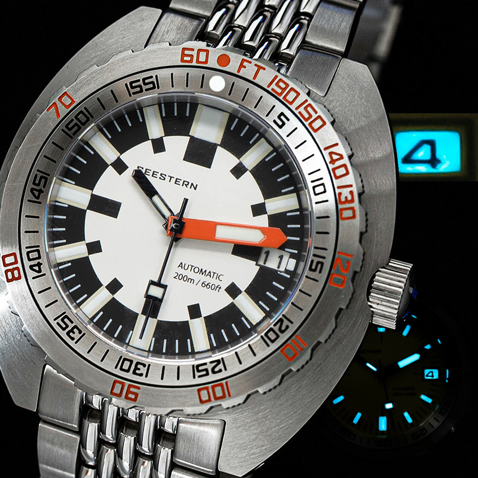 Seestern V3 42MM SUB 300T LUME DATE Bezel 200m DIVER’S Mens Sport Watch Military