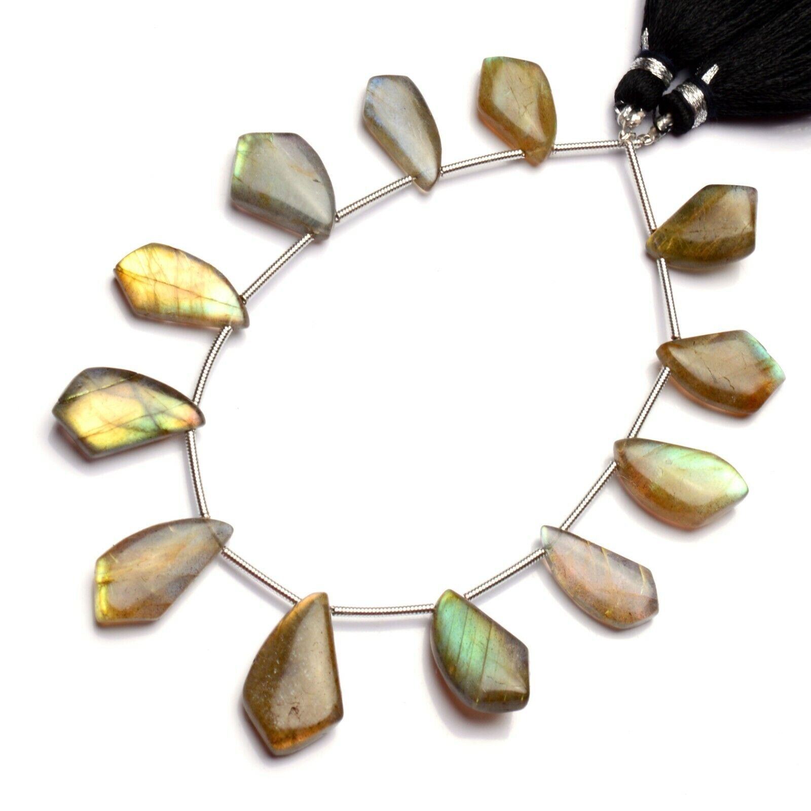 Natural Gem Multi Fire Labradorite 15×9 to 19x11mm Smooth Fancy Beads 8″ Strand