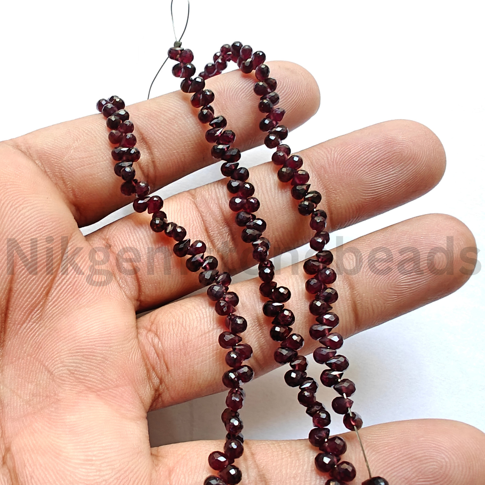 Natural Rhodolite Garnet Beads, Briolette Faceted Drop Cut Stone, 4.00-4.40 MM.