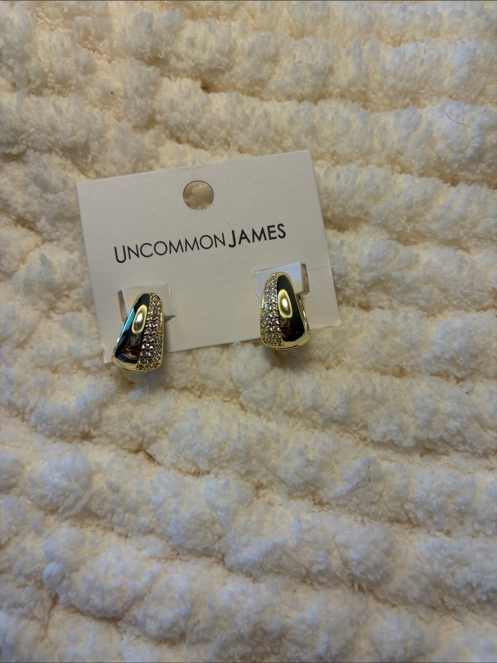 Uncommon James Gold Pavé Curved Hinge Earrings