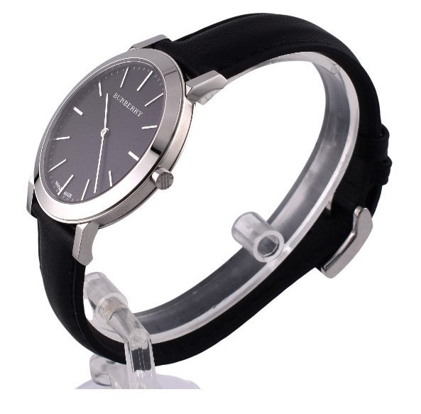 Burberry BU2351 Slim Men’s Watch 40mm Swiss Quartz Black Leather Auth
