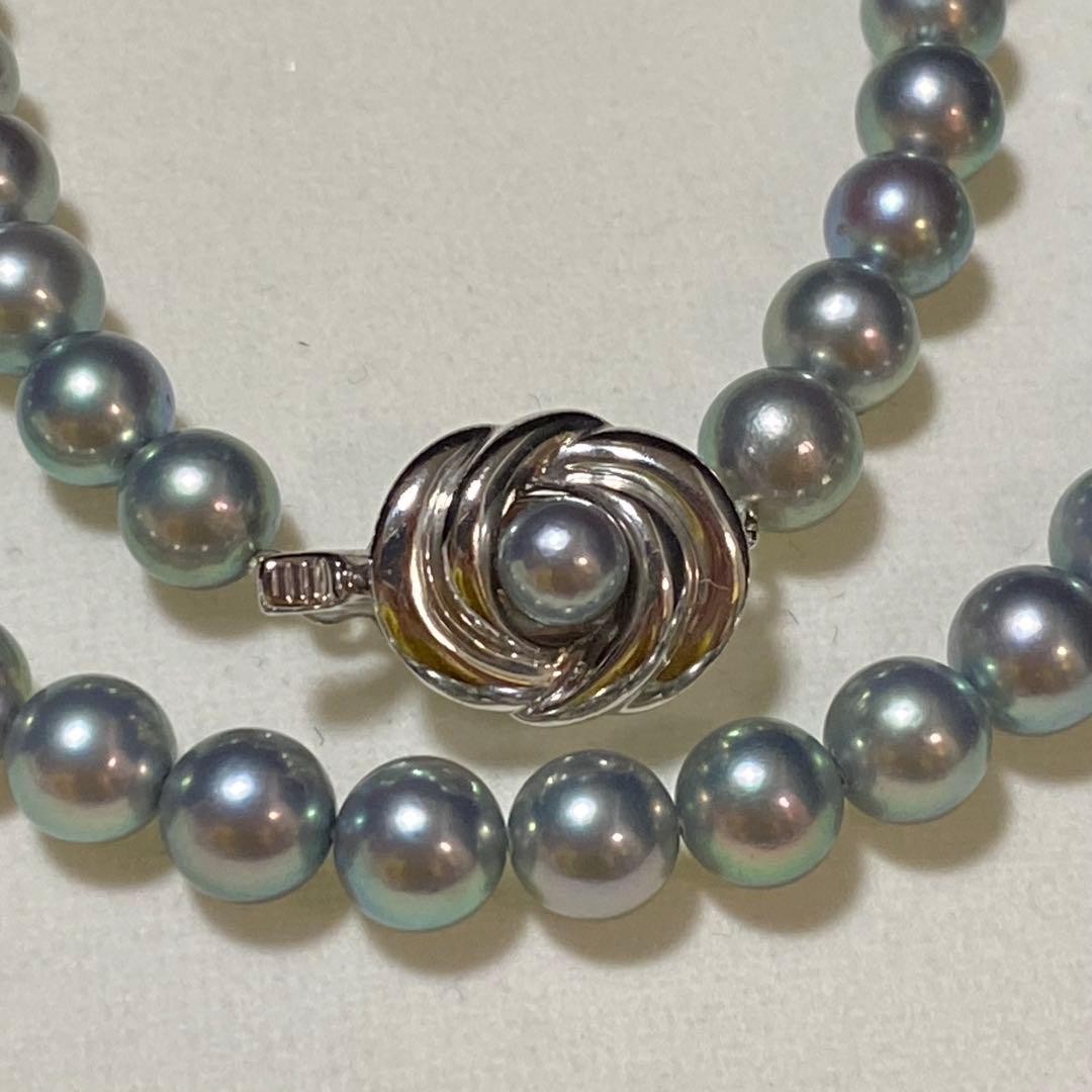 TASAKI Akoya Pearl Strand Necklace Blue Gray 6.6-7.0mm 43cm Silver 32g
