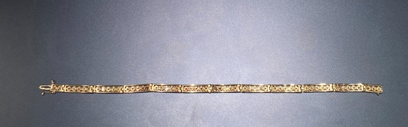 10k Yellow Gold & Diamond Station Link Bracelet Prong Set 4.5mm 7.5″ 8.45g