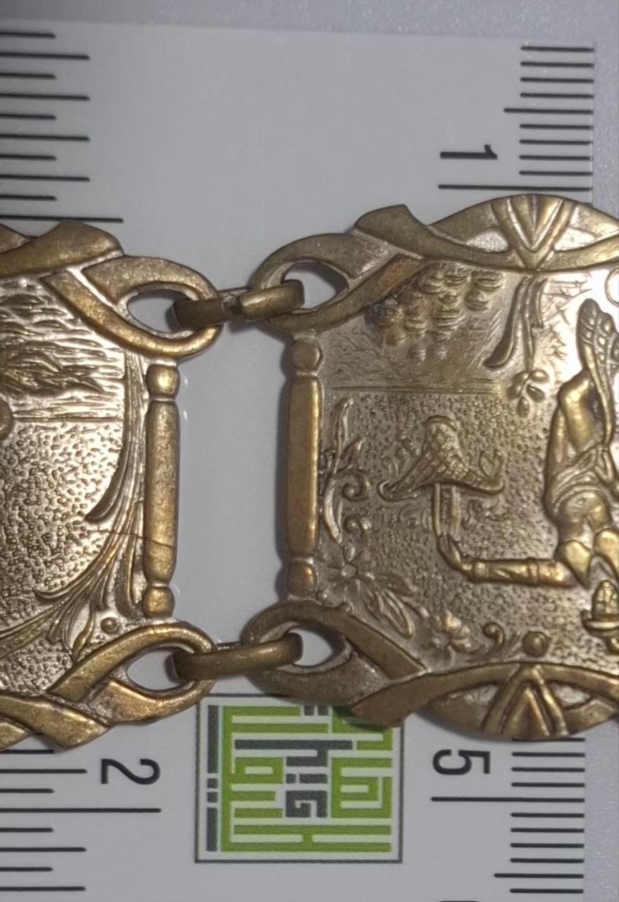 Vintage Brass Repousse Bracelet Classical Art Figures Collectible Jewelry