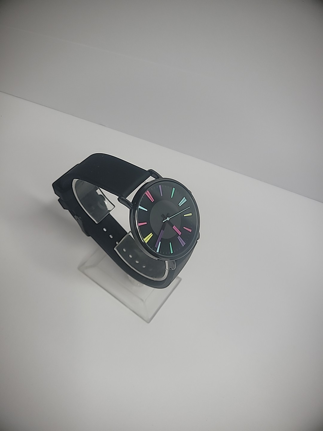 Wristwatch Womens Mens Black Pink Blue Black Band New Battery
