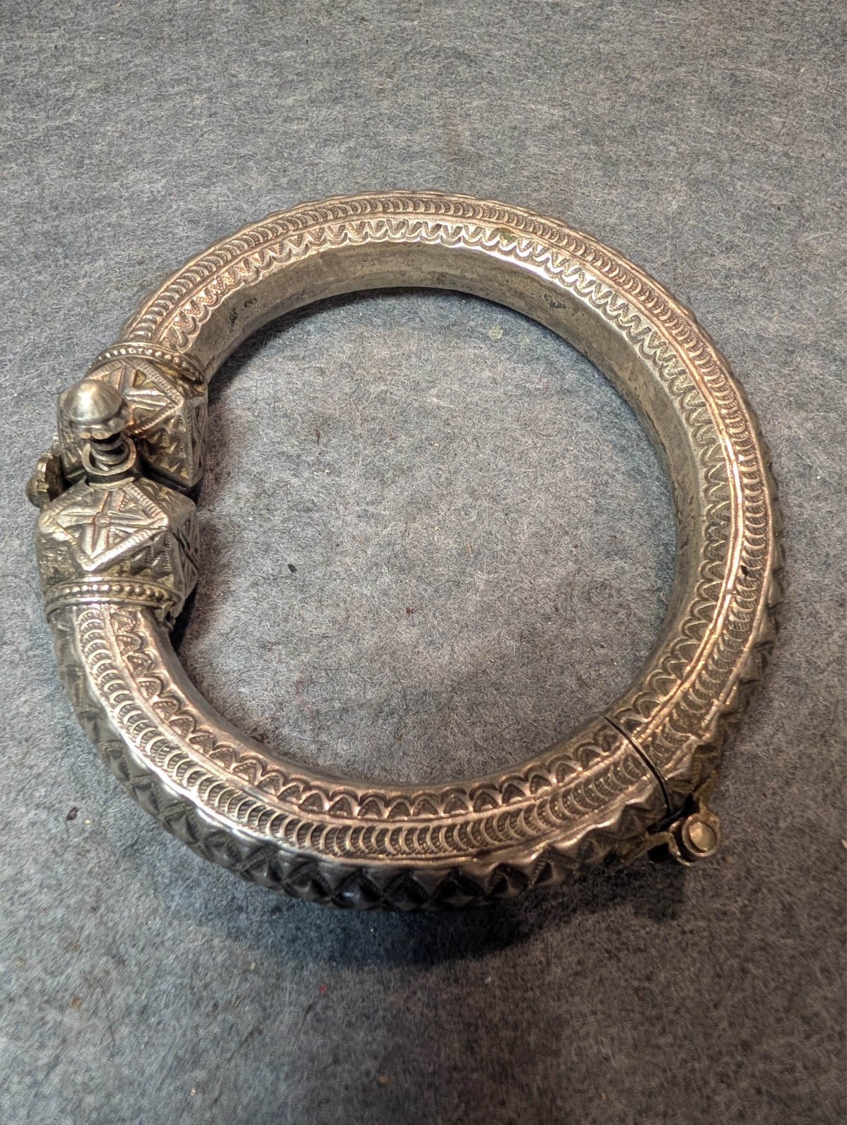 Rare 19th Century 900 Silver Egypt or India Link Tribal Anklet Bracelet 2.88oz