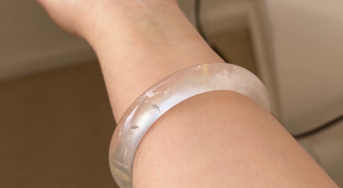 57mm Natural Clear Quartz Bangle Bracelet Pure White Crystal Untreated Gemstone