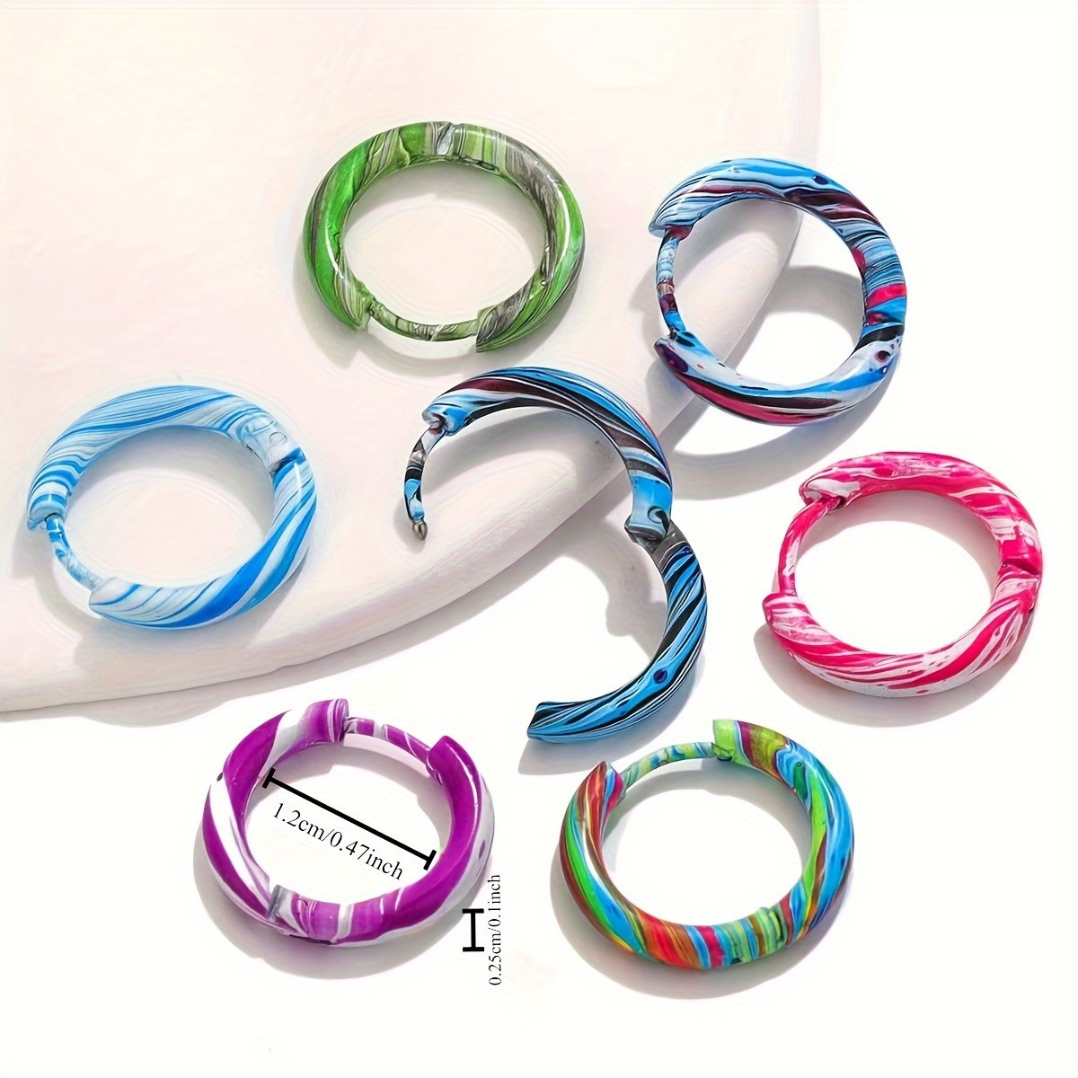 88Pairs Marble Swirl Hoop Earring Set Women Daily Beach Party Jewelry Gift