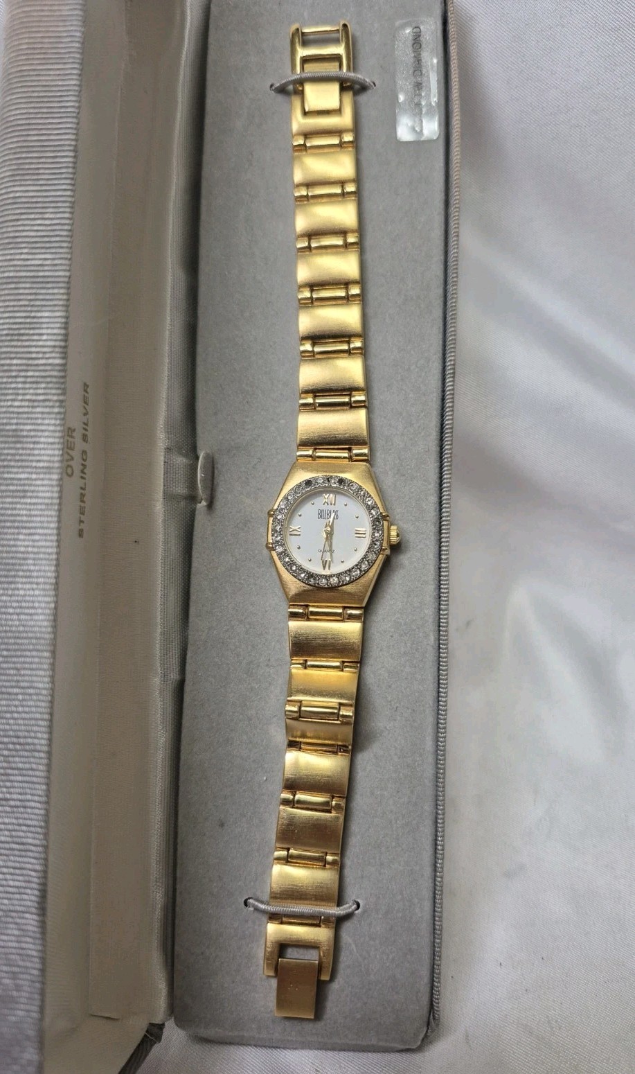 Benrus Diamond Quartz Womens Gemstone Bezel Gold Tone Wrist Watch New Battery !!