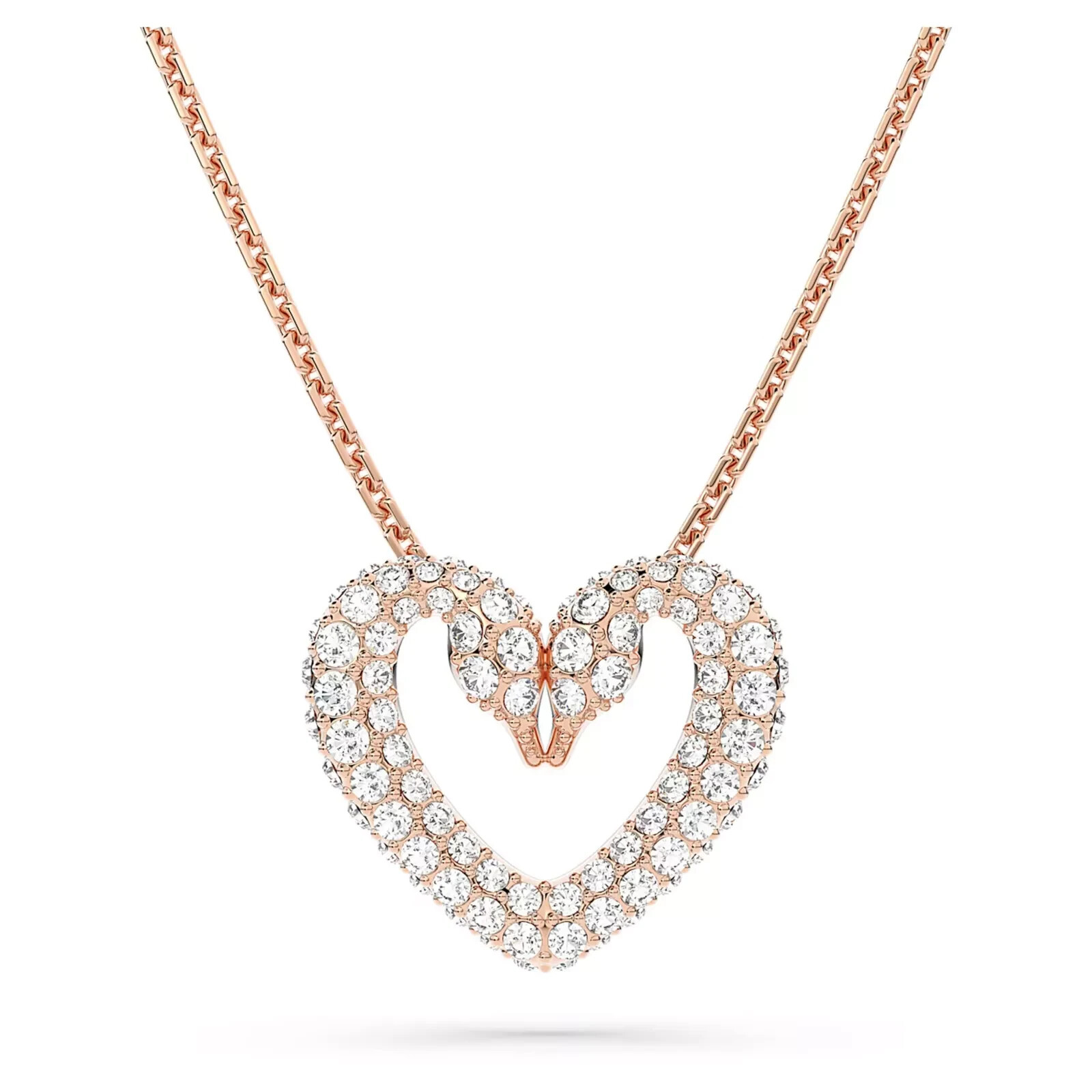 Swarovski Una pendant Heart, Medium, White, Rose gold-tone plated -5628657 New
