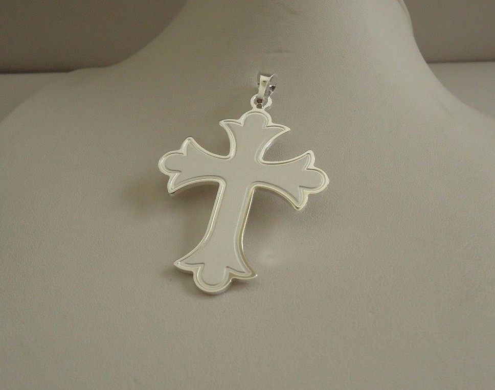 MATT FINISH PATONCE CROSS PENDANT / 925 STERLING SILVER / SIZE 58MM BY 36MM