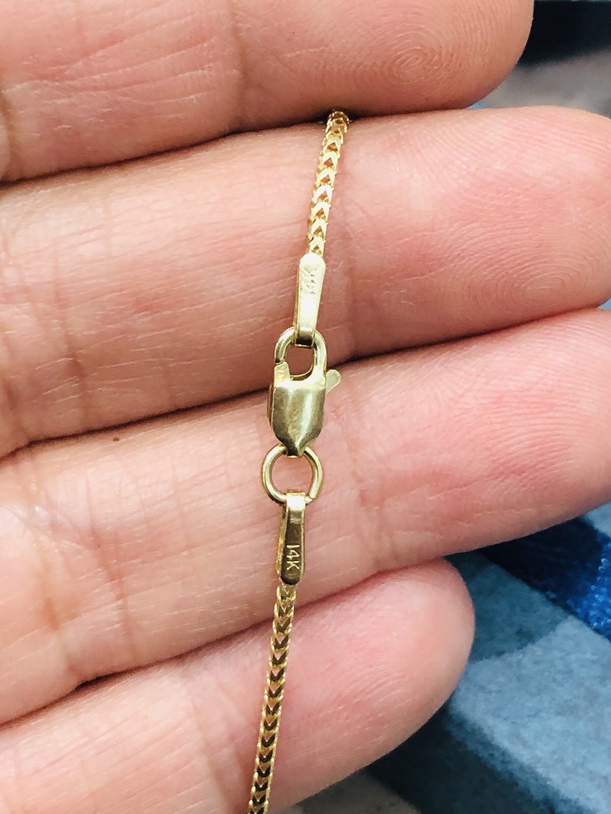 14KT YELLOW GOLD CUBAN BOX NECKLACE 1mm width 16 Inches Long Weight 3.4g-UNISEX