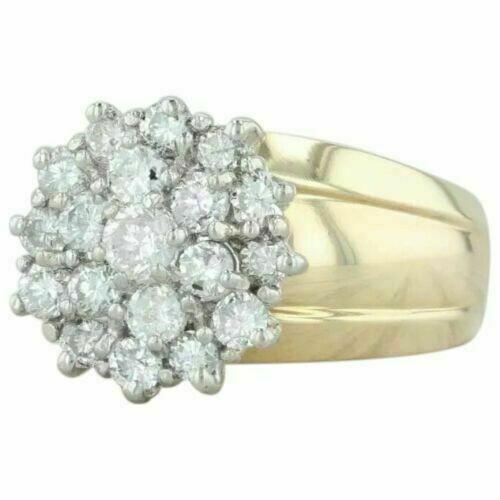 Vintage 2.50 Ct Diamond Waterfall Cluster 10K Yellow Gold Finish Cocktail Ring