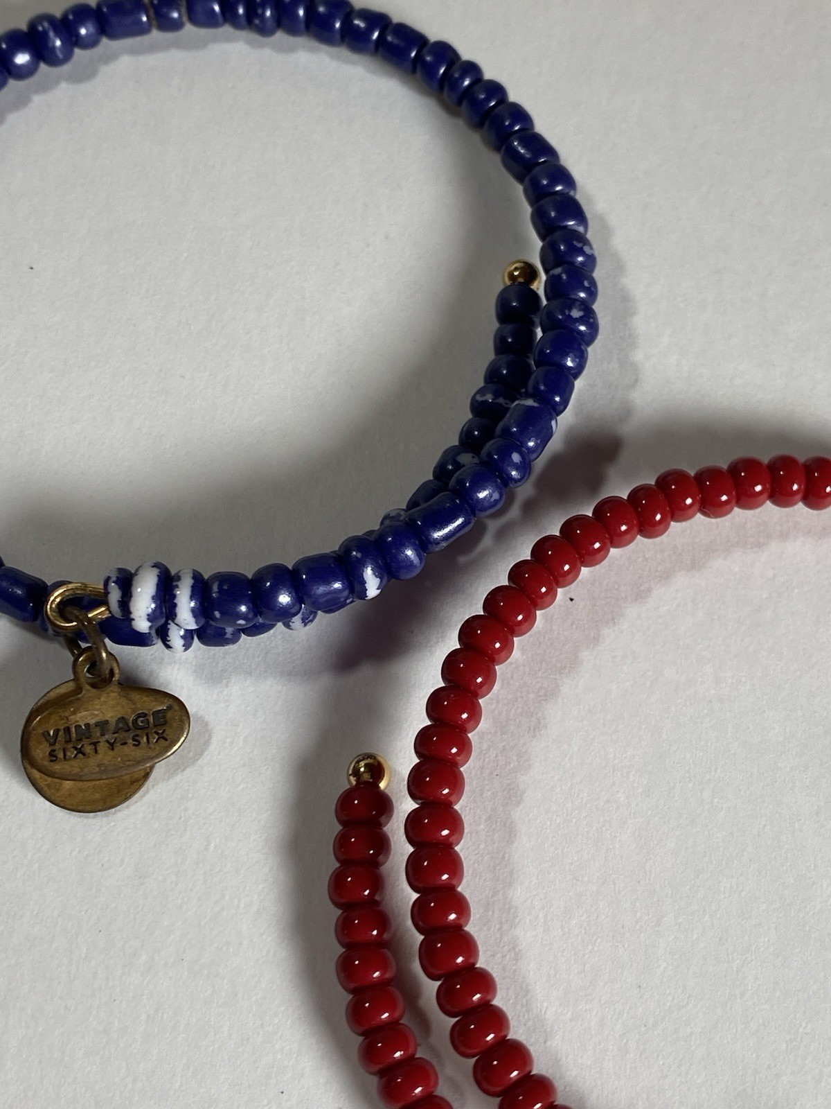 “Alex and Ani” – Vintage Sixty-Six Red & Blue Beaded Wrap Bracelet QTY 2 Energy