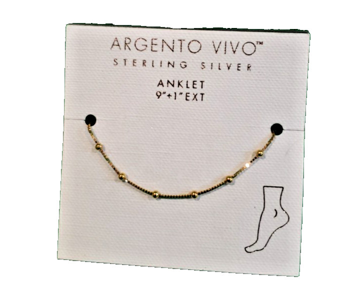 Argento Vivo Sterling Silver Gold Tone Ankle Braclet Anklet
