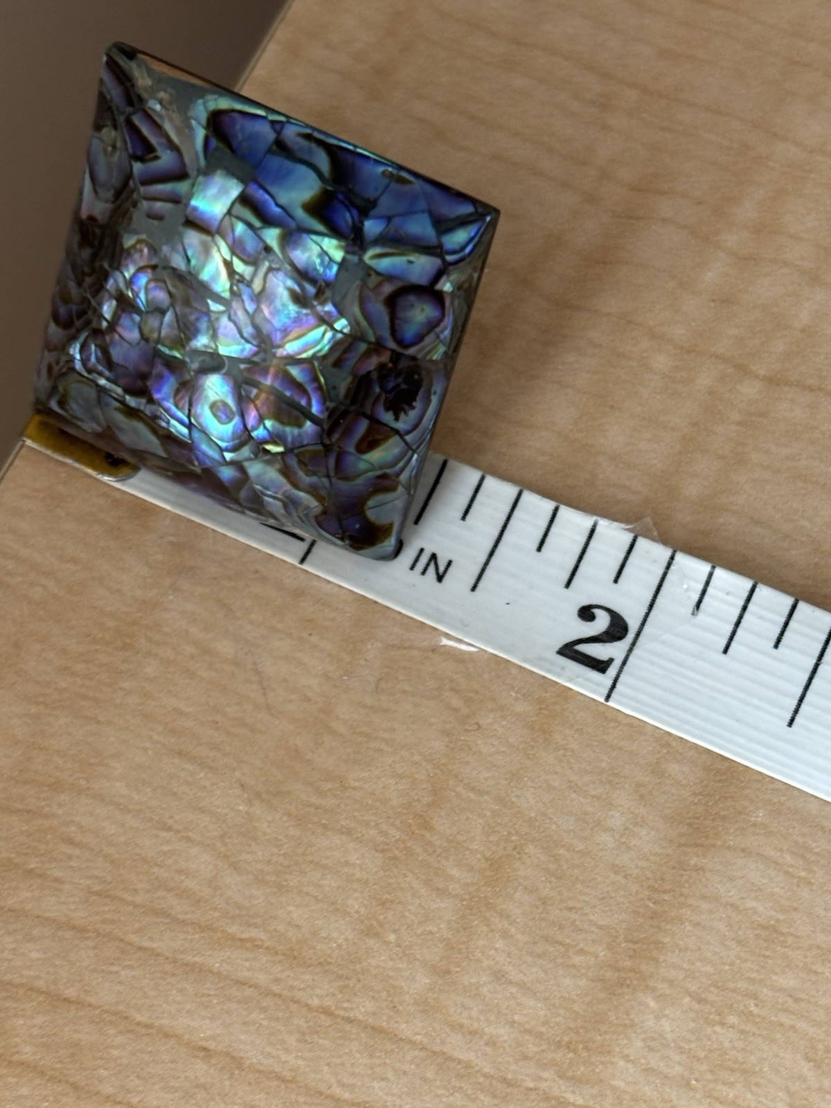 Vintage Square Shape Blue Earrings- Pierced- Measure 1.25 X 1.25 In- Silver Tone