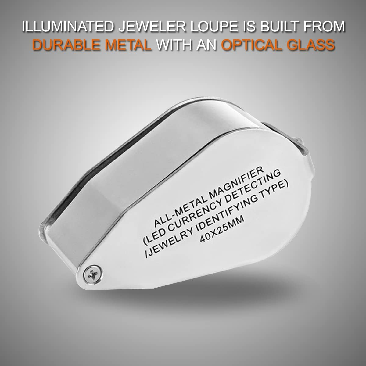 40X Jewelry Loupe Magnifier with LED UV Light Folding Glass Lens