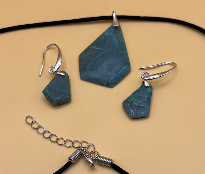 3 to Choose Chihuahua Chrysocolla Green Gemstone Earrings 925 Sterling Silver