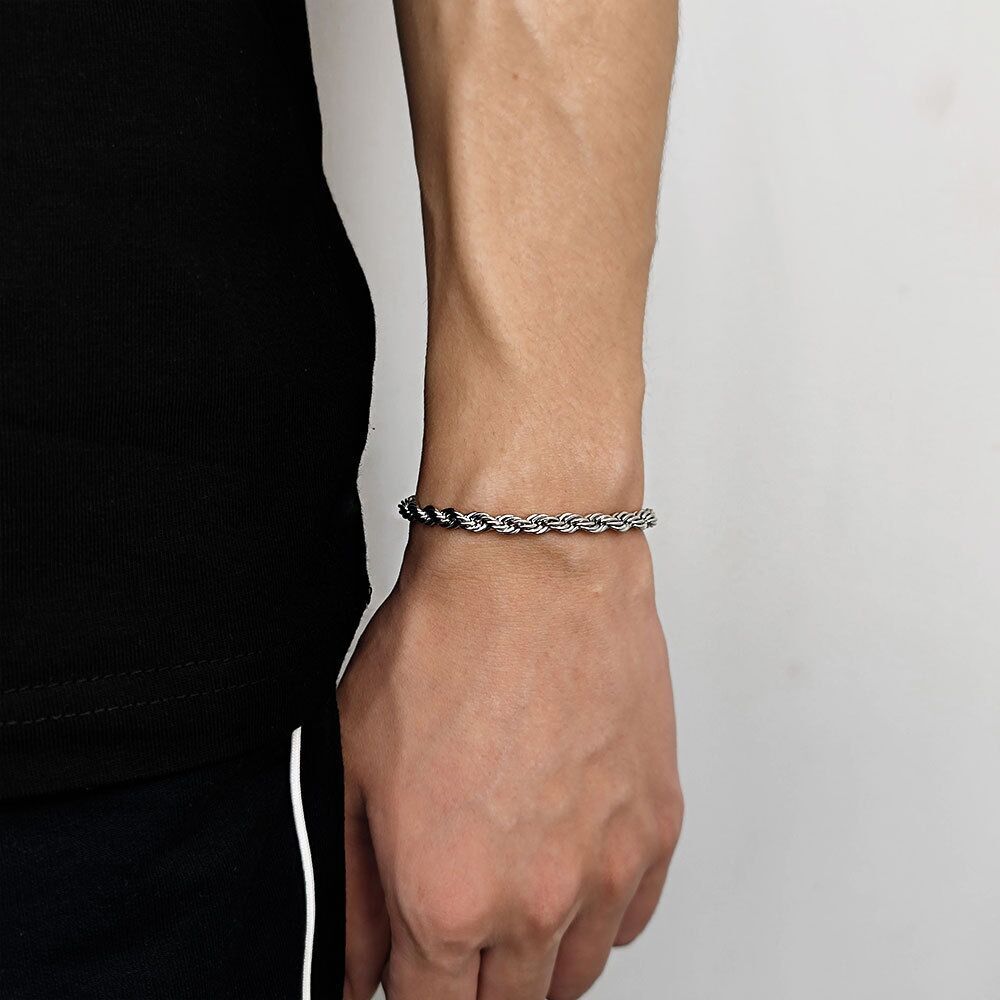 3-7mm Woman Man 18k Gold Plated Stainless Steel Rope Chain Bracelet Bangle 7-9”