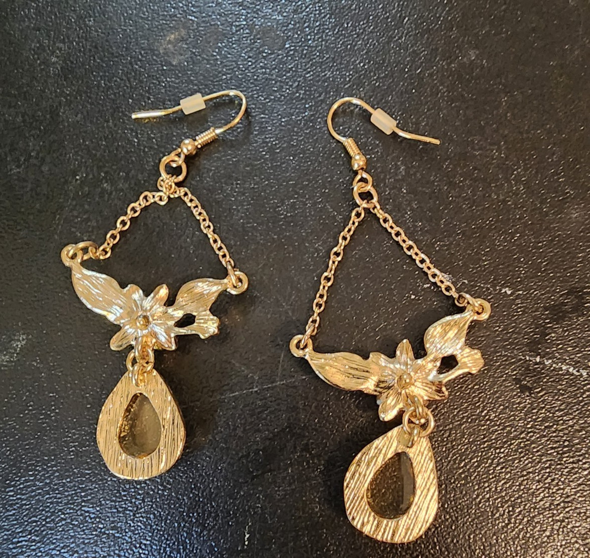 VICTORIAN-CHANDELIER STYLE GOLD-CITRINE CZ EARRINGS