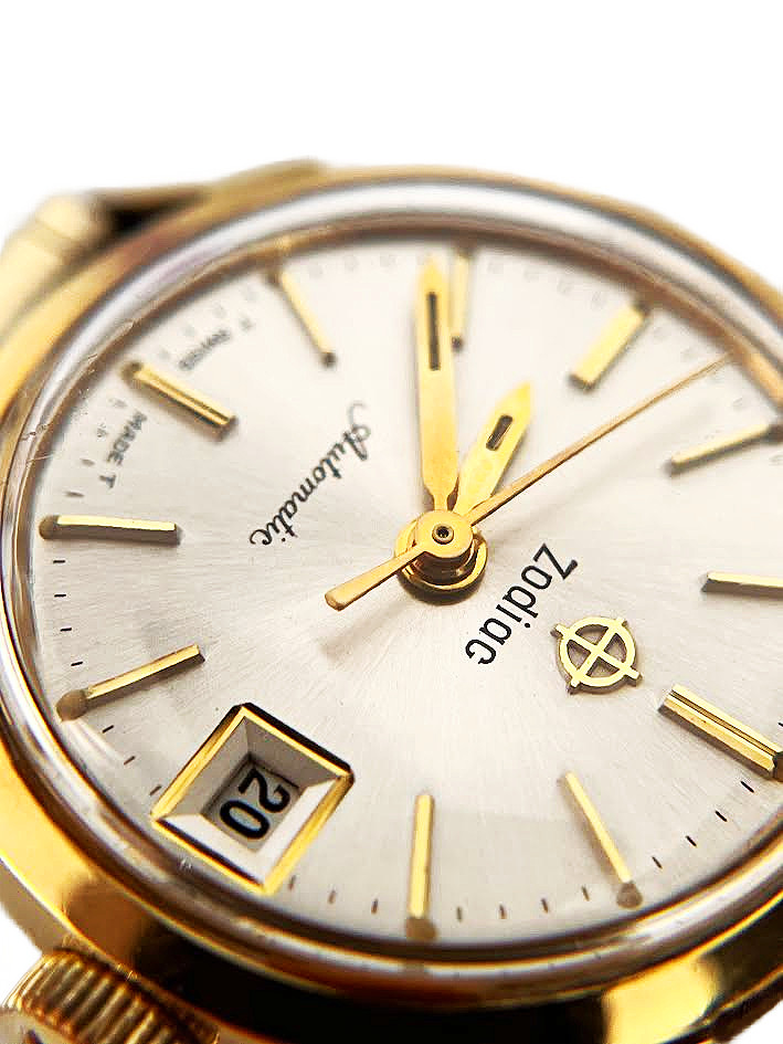 Vintage 1960s Zodiac Champagne Ladies Gold Filled Automatic Swiss Watch