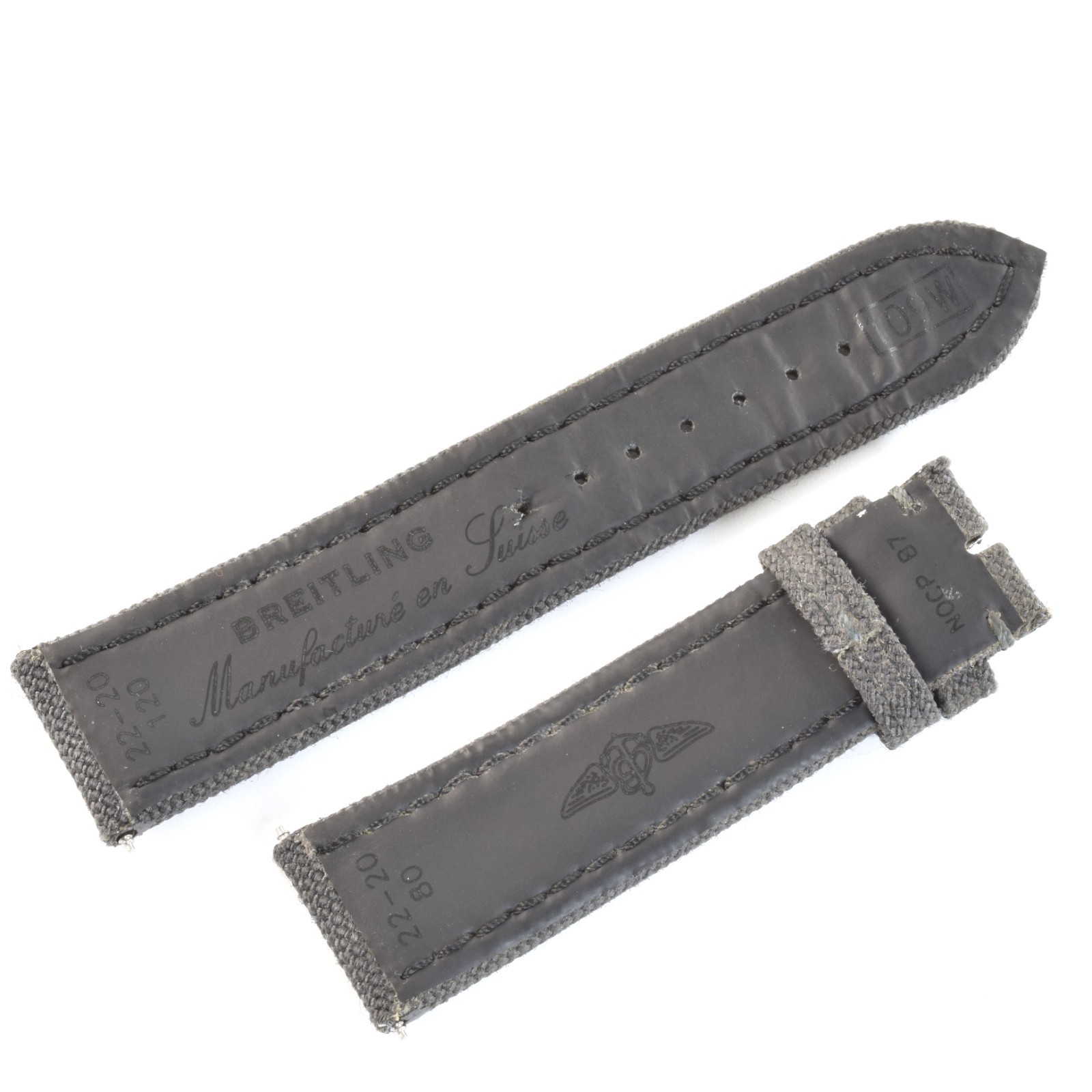 Breitling Anthracite Dark Grey 109W Nylon Gents 22mm to 20mm Wide Watch Strap